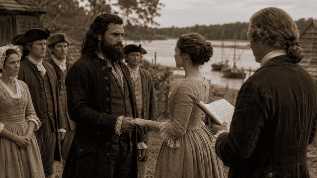 Historical reconstruction of Blackbeard's reported 1718 marriage in North Carolina